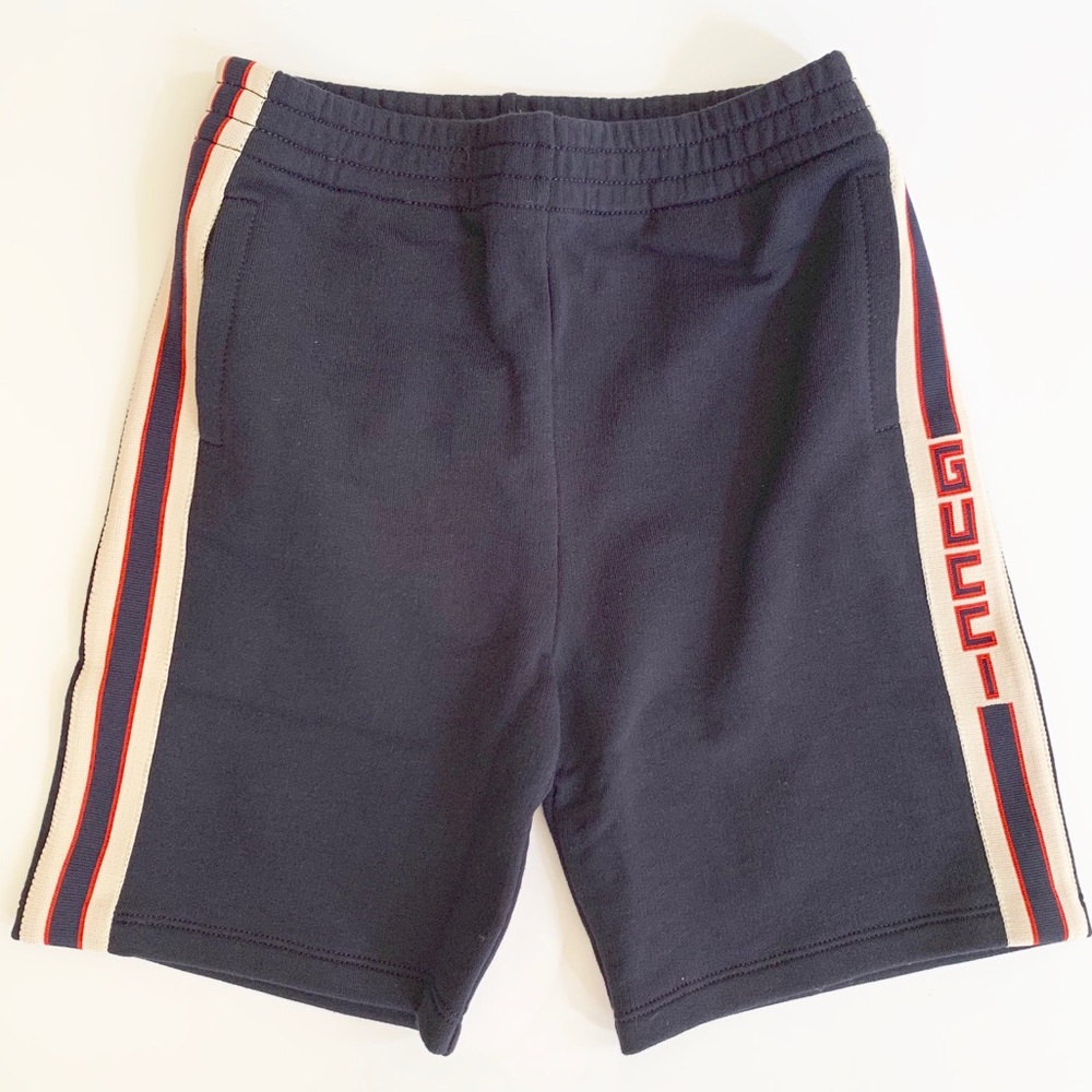 Gucci Jogger Shorts Urban Navy Contast Logo Stripe